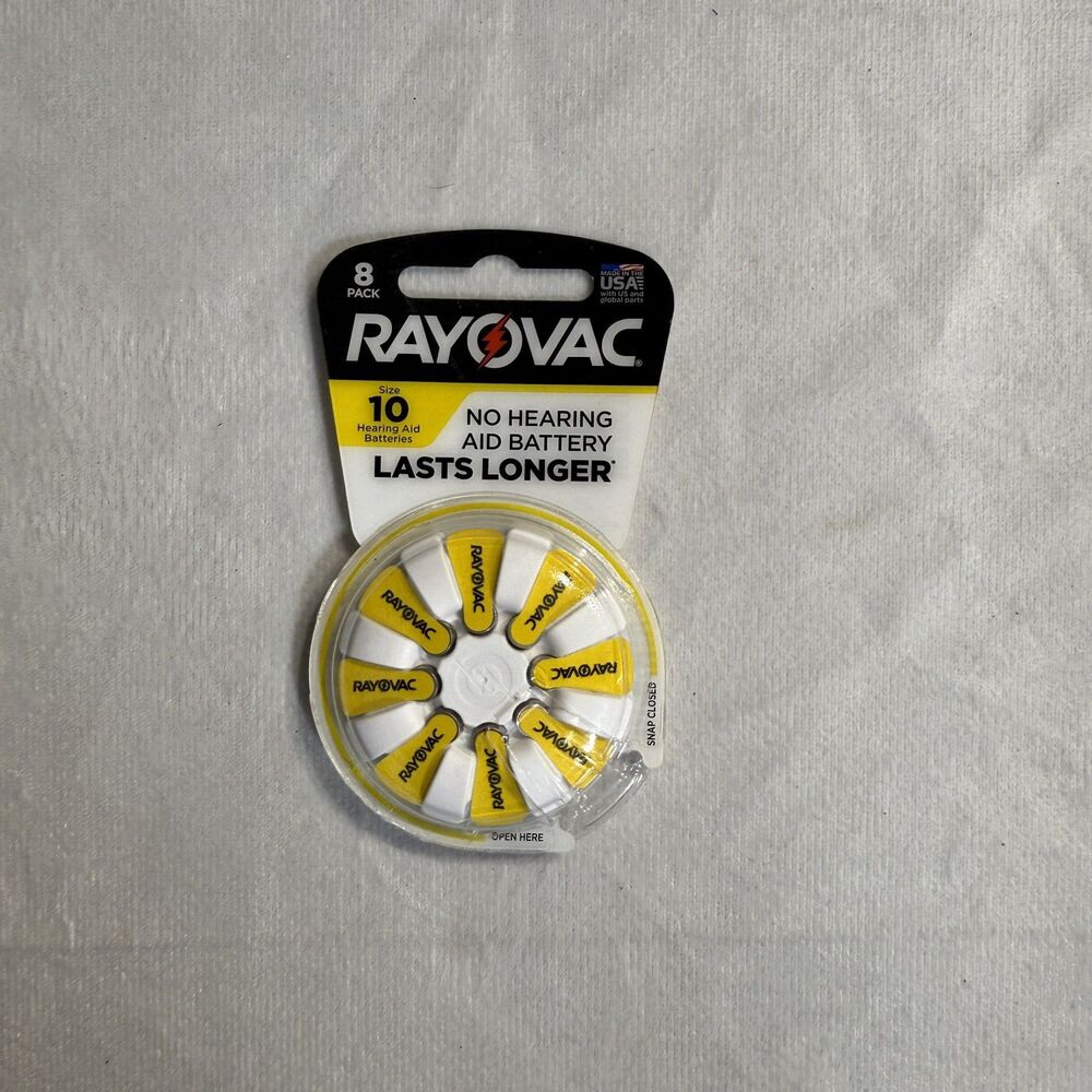 RAYOVAC (8-Pack) Sz 10 Made‎ in USA (8) Hearing Aid Batteries NEW